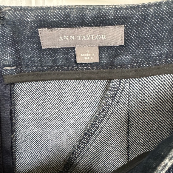 Ann Taylor Denim Pleated A-Line Skirt - Picture 3 of 6